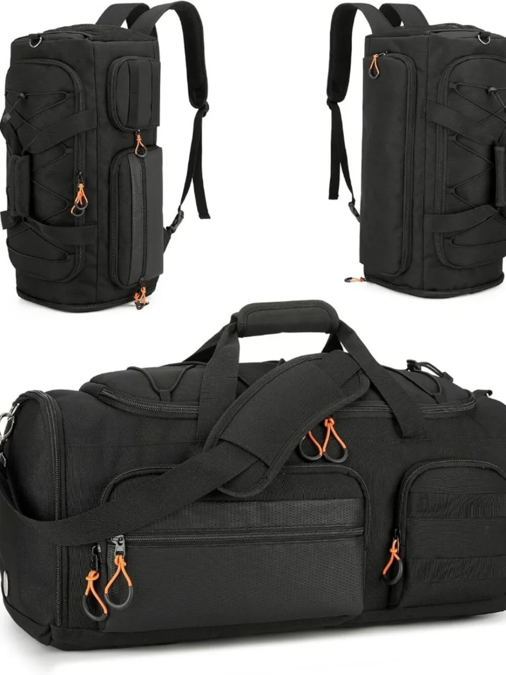Versatile 45L Gym Duffle Backpack for Travel & Sports, Shoe Compartment, Wet